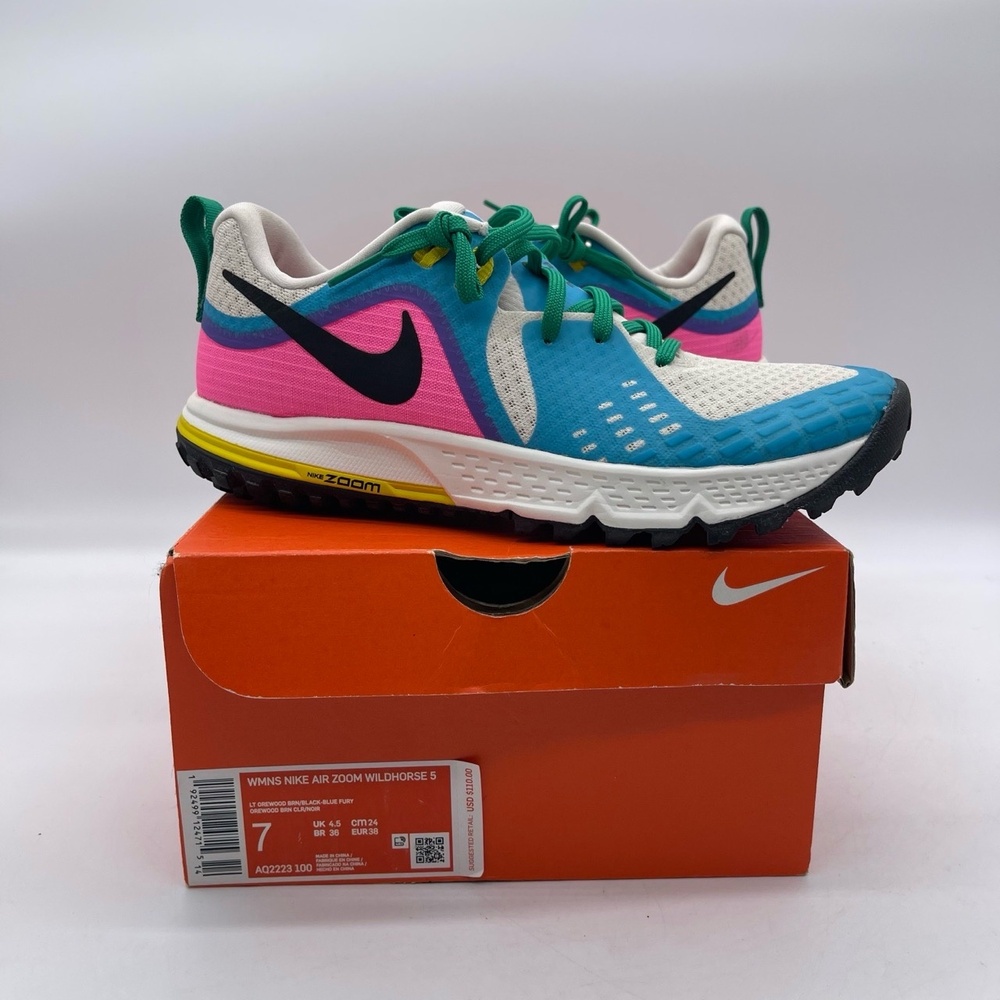 Nike Air Zoom Wildhorse 5 AQ2223-100 Womens Size 7 Trail Running Shoes Pink Blue